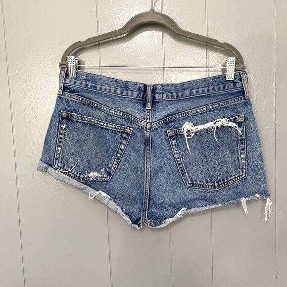 Agolde Blue Medium Wash Denim Grudge Parker Distressed Vintage Fit Shorts 30 - Picture 5 of 11
